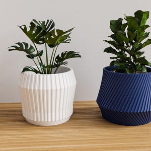 Set of 2 Small 3D-Printed Planters: Japanese-Inspired Eco-Friendly Pots