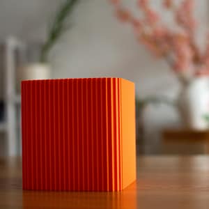 Modern Ribbed Tissue Box Cover – Minimalist 3D Printed Square Tissue Holder for Bathroom, Bedroom & Office Sunset Orange