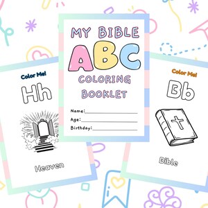 Livre de coloriage Bible ABC, amusant, foi et apprentissage, école du dimanche, ABC chrétien, art inspiré de la Bible