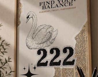 222 Angel Number Meaning Print, balance Decor, Spiritual Angel Gift