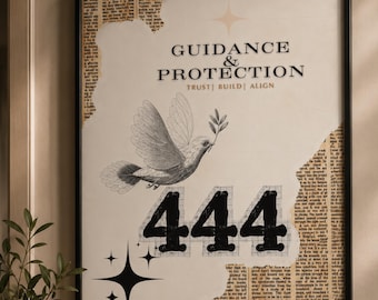 444 Angel Number Meaning Print, Guidance Decor, Spiritual Angel Gift