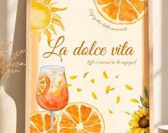 La dolce vita | Zomer Poster | Citrus Wanddecoratie | Cotton Canvas Print