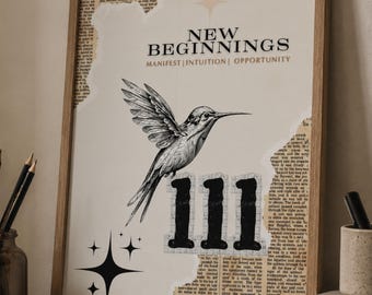 111 Angel Number Meaning Print, New Beginnings Decor, Spiritual Angel Gift