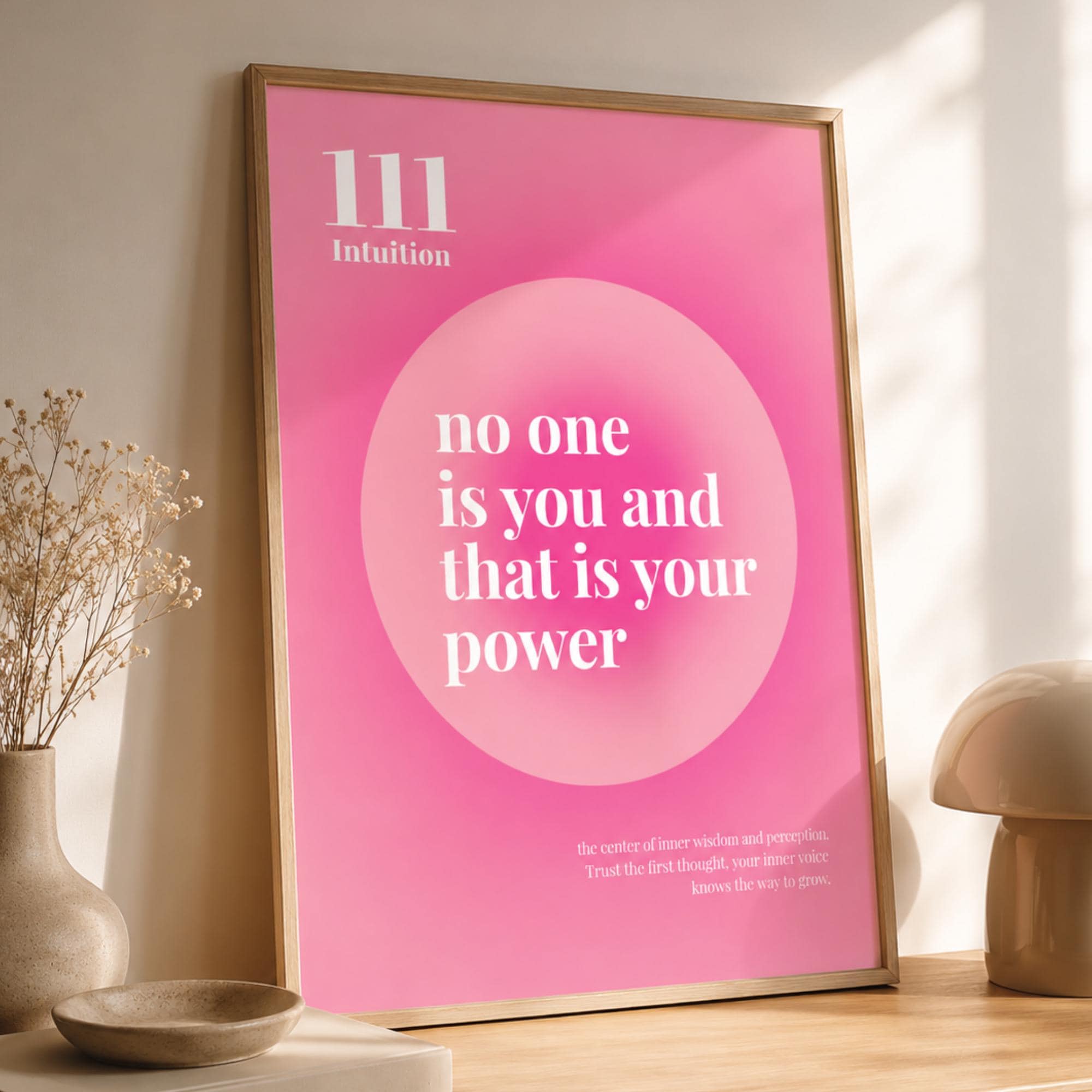 Pink Affirmation Quote Print, Motivational Typography Decor, Intuition ...