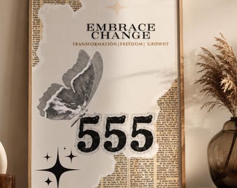 555 Angel Number Meaning Print, transformation Decor, Spiritual Angel Gift