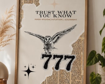 777 Angel Number Meaning Print, Guidance Decor, Spiritual Angel Gift