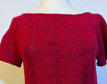 Handknit 100% cotton large shortsleeved sweater