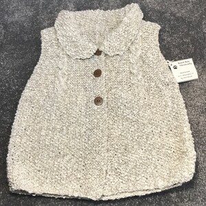 Handknit childs natural cotton/linen vest
