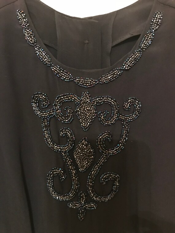 Vintage beaded black chiffon blouse