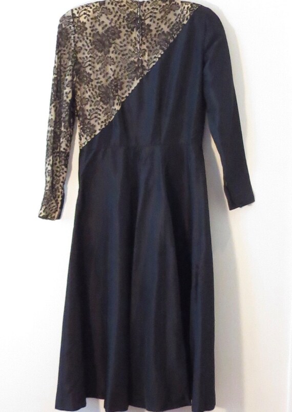 Lace and taffeta vintage 1940's evening dress - image 3