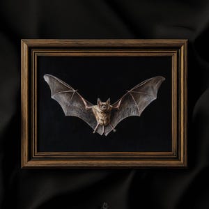 Vintage Bat Oil Painting Print | Dark Academia Art | Whimsigoth Decor | Antique Gothic Wall Art