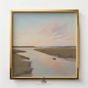 Sunset Marsh Landscape Printable | Pastel Lowcountry Art | Farmhouse Style Marsh Painting