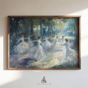Vintage Moody Ballerina Oil Painting Print | Balletcore Wall Art | French Aesthetic Dance Studio Decor
