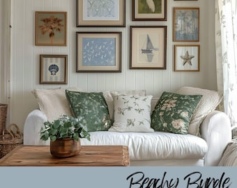 Coastal Gallery Wall Art Set: Beach Cottage Decor (Digital Download)