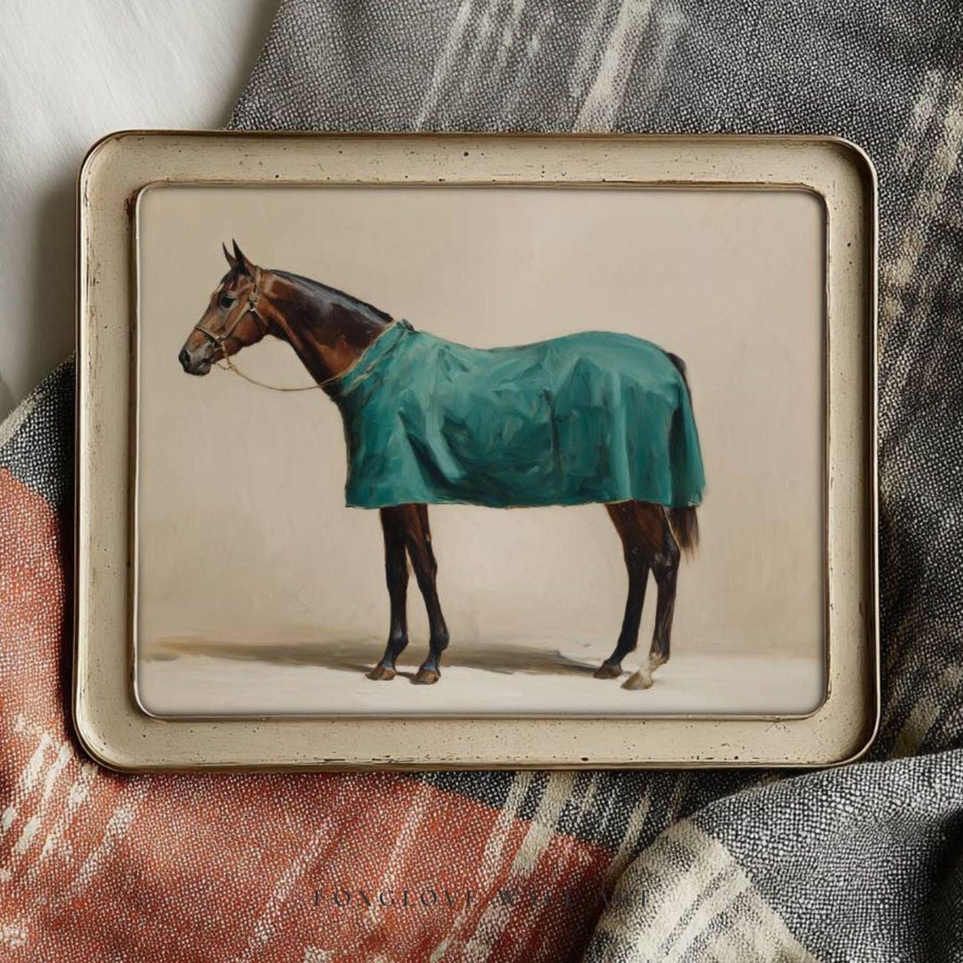 Antique Horse Oil Painting Print – Vintage Equestrian Wall Art ...
