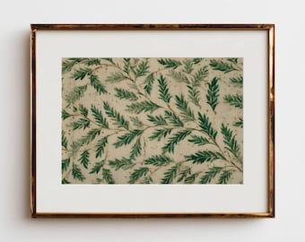 Vintage Winter Textile Wand Kunst | Florales Tapisserie-Muster | Antiker Stoff Botanische Kunst
