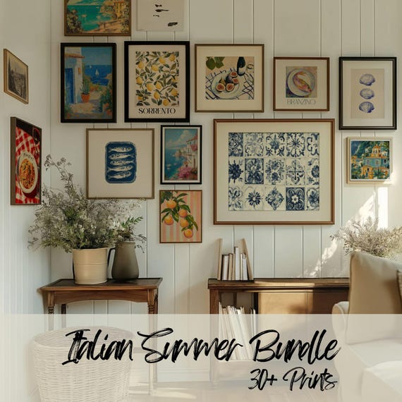 Italian Summer Print Bundle: Amalfi Coast, Vintage Decor (Digital Download)