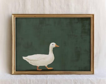 Vintage eendenprint | Antieke eendenmuurdecoratie | Rustiek olieverfschilderij | Klassiek boerderijvogelkunstwerk