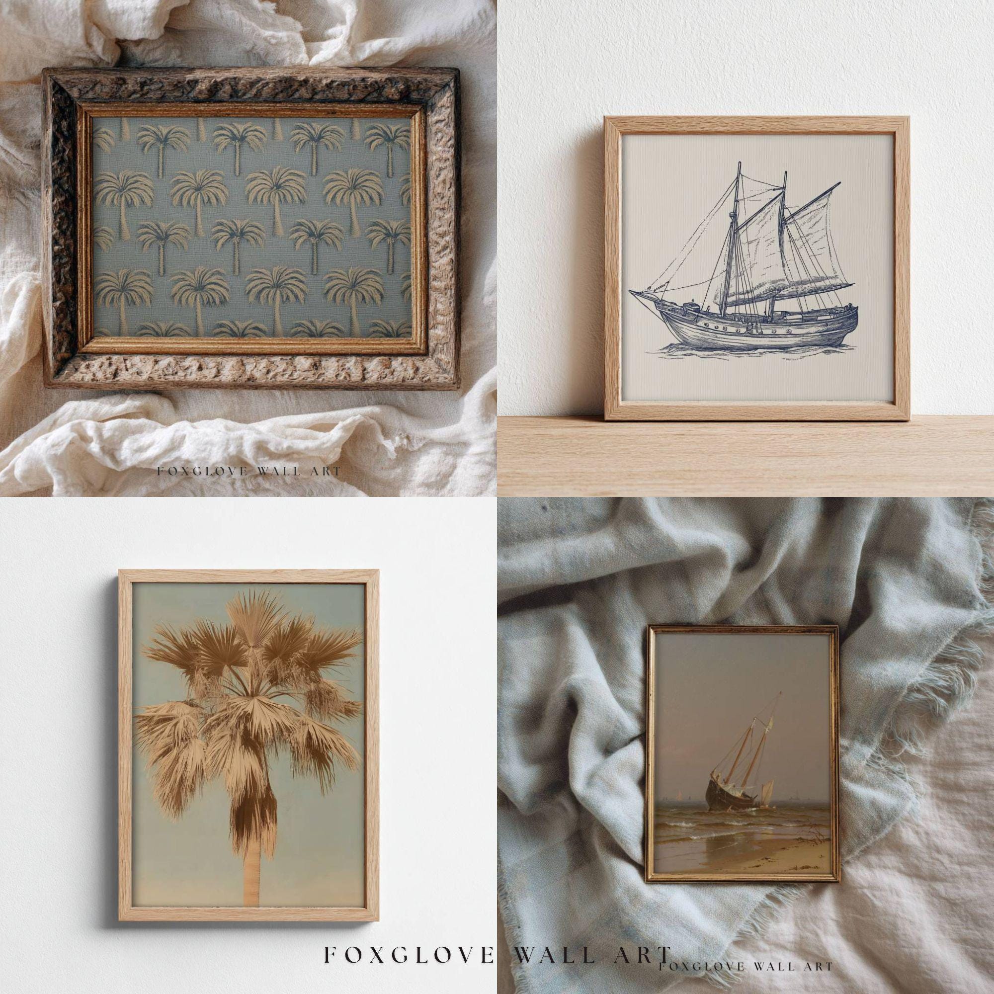 Coastal Gallery Wall Art Set: Beach Cottage Decor (digital Download) - Etsy