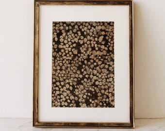 Dark Brown & Beige Vintage Textile Fabric Print | Antique Floral Tapestry Pattern | Neutral Textile Wall Art