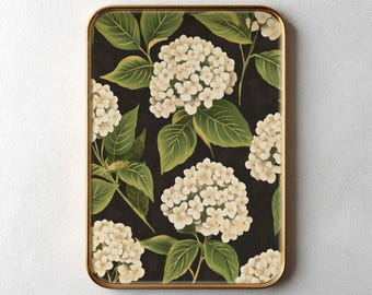Large Hydrangea Print | Moody Floral Wall Art | Cottagecore Botanical Decor | Vintage Hydrangea Painting