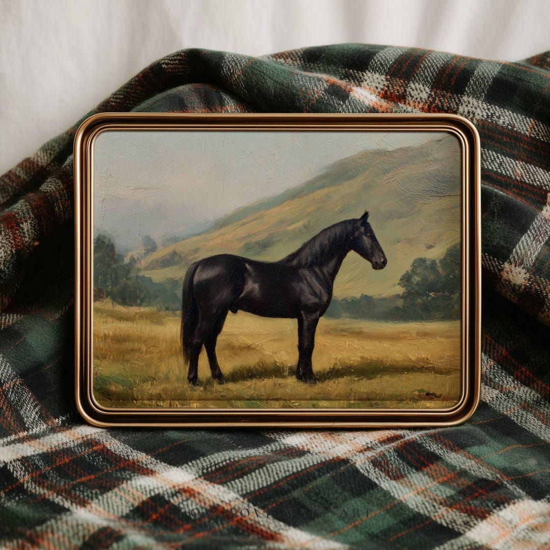 Antique Horse Oil Painting Print – Vintage Equestrian Wall Art ...