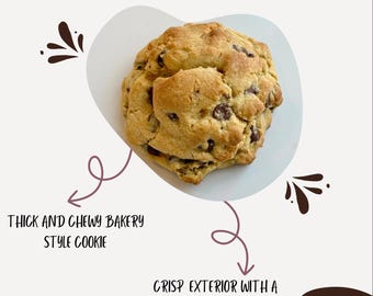 Receita de biscoito gourmet com gotas de chocolate | Download digital para padeiros caseiros | Instruções detalhadas, dicas de panificação e guia de armazenamento.