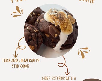 Receita de biscoito recheado gourmet Midnight S’more | Download digital para padeiros de chalé | Instruções detalhadas, dicas de cozimento e guia de armazenamento.