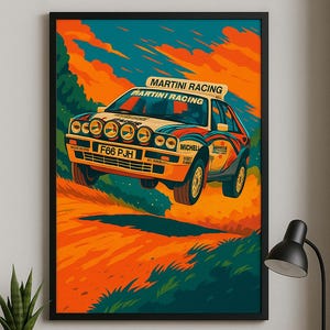 Lancia Martini Delta Integrale Poster | Rally Group A Lancia Art | Retro Rally Fan Poster | Hot Hatch Rally Wall Decor