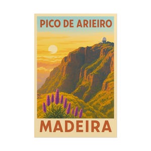 Cartel de viaje Pico de Arieiro Madeira / PR1 Funchal Madeira Senderismo Arte imagen 2