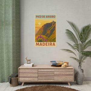 Cartel de viaje Pico de Arieiro Madeira / PR1 Funchal Madeira Senderismo Arte imagen 6