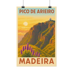 Cartel de viaje Pico de Arieiro Madeira / PR1 Funchal Madeira Senderismo Arte imagen 3