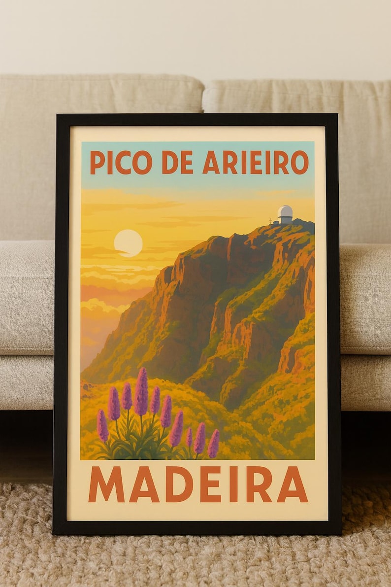 Cartel de viaje Pico de Arieiro Madeira / PR1 Funchal Madeira Senderismo Arte imagen 1