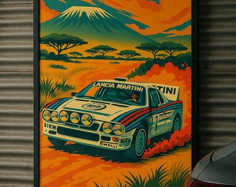 Póster del Lancia 037 Safari Rally: Arte mural vintage de rally Grupo B