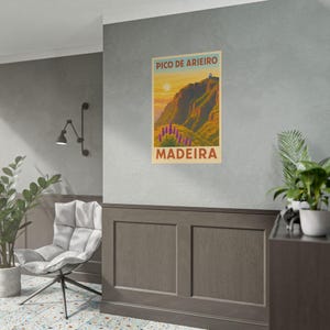 Cartel de viaje Pico de Arieiro Madeira / PR1 Funchal Madeira Senderismo Arte imagen 7