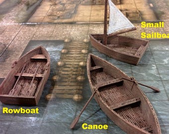 Rowboats and Dhingys for DnD | 3D Printed OpenForge 2.0 Tabletop RPG Gaming Terrain