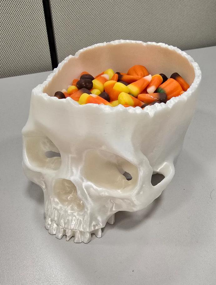 Lifelike 3D Printed Skull Candy Bowl | Spooky Halloween Decor for Trick-or-Treat - Picture 9 of 9