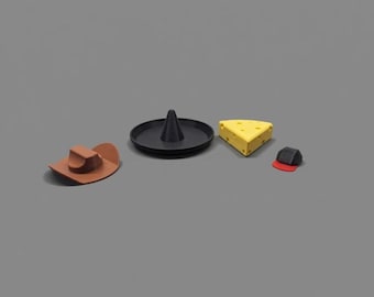 Hat Pack 1 For Dummy 13 | 3D Printed Custom Action Figure Doll Miniature Accessories