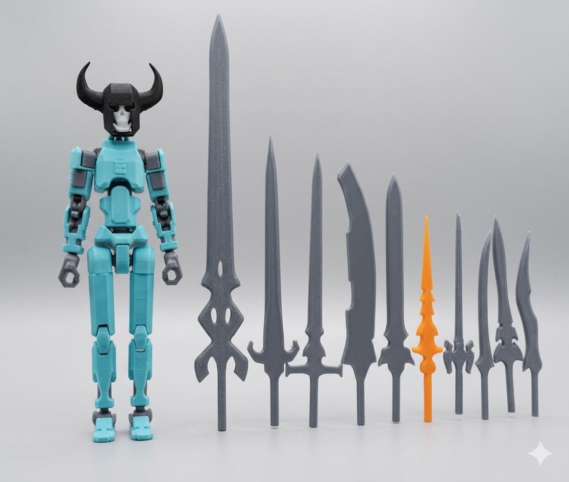 Sword Set for Dummy 13 | 10 Pieces | 3D Printed Action Figure Weapon ...