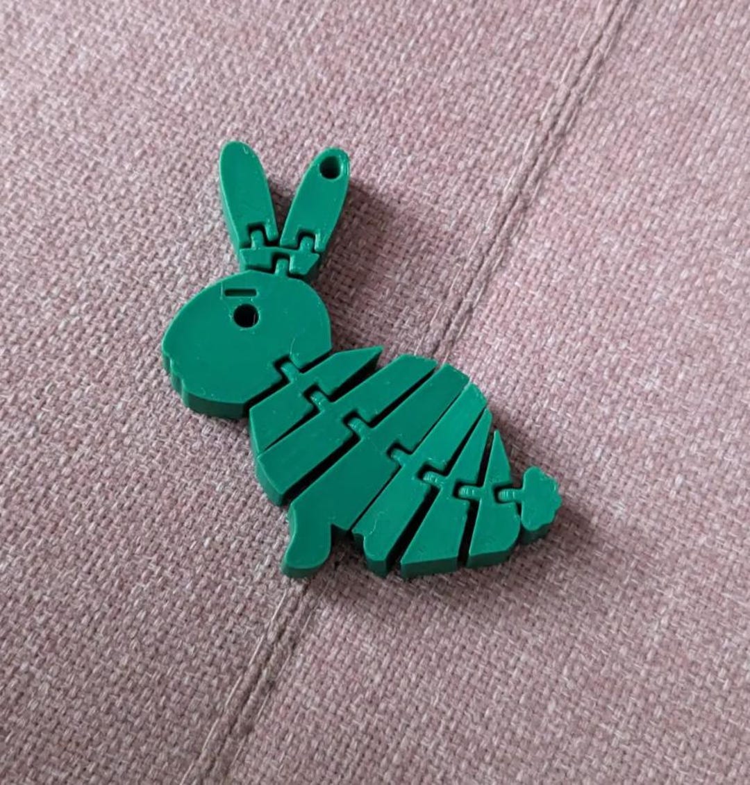 Rabbit Keychain | 3D Printed Flexible Bunny Charm for Bags, Easter ...