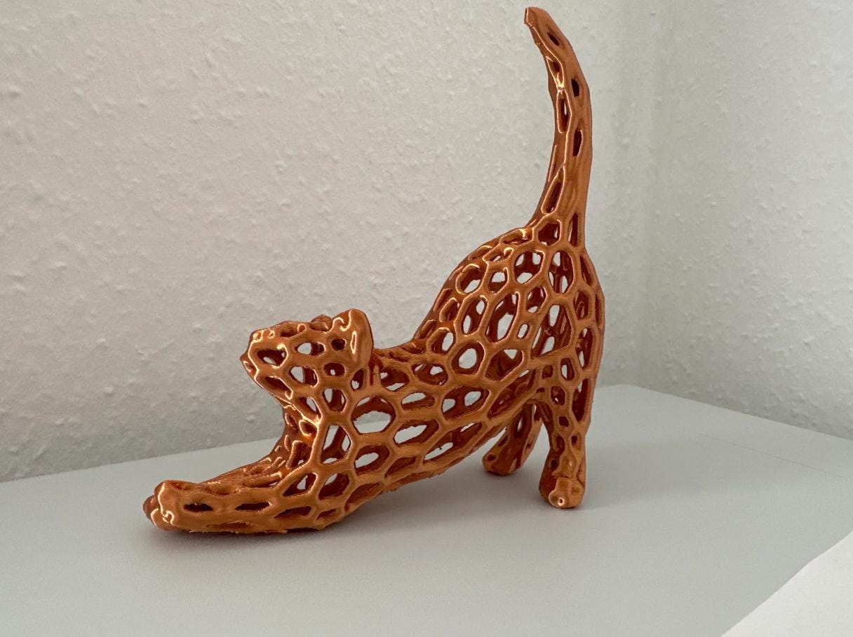 3D-gedruckte Katze Stretch Statuette | Abstrakte Katzenskulptur Hexen Wohndeko - Bild 7 von 7