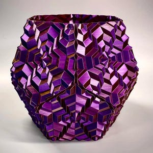 Geometric Ripple Bin (Dodecahex) | 3D Printed Plant Potter, Basket, or Trash Can