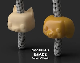 Pet Beads for Drawstring Decor | 3D Printed Dog and Cat Charms