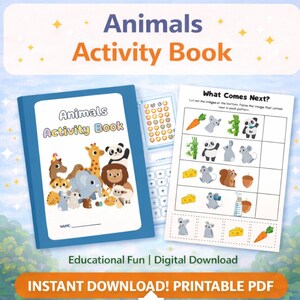 子供向けの楽しい動物アクティビティブック | クリエイティブラーニング デジタルダウンロード | 魅力的なアクティビティと楽しい教育