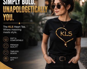 KLS Heart Print Tee, Casual Fashion Top, Everyday Wear, Comfortable Love Tee