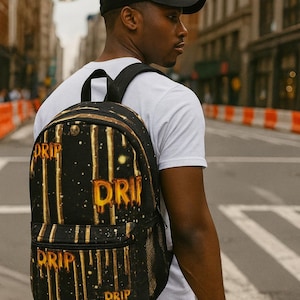 Detroit Drip Backpack - Trendy School Bag, Travel Backpack, Art-Inspired Rucksack, Unique Gift for Students, Trendy Backpack