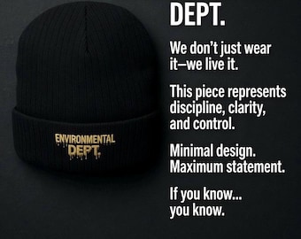 Environmental Dept. Embroidered Ribbed Knit Beanie, Streetwear Statement Hat