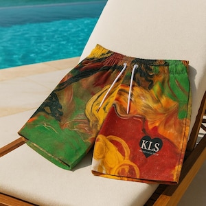 Bañador artístico vibrante para divertirse en verano, ropa de playa, imprescindibles para vacaciones, estilo para fiestas en la piscina, shorts de baño únicos para hombre.