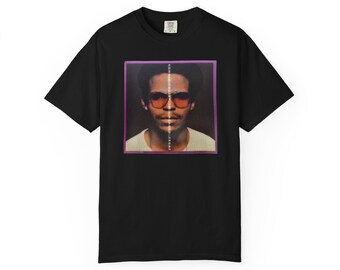 Split Portrait Sunglasses Photo T-Shirt | Retro Frame, Purple Accent