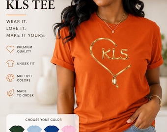 Gold Drip Heart KLS Tee | Monogram Initials T-Shirt